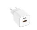 Setty wall charger USB-A + USB-C 20W LSGaN-AC-200 white