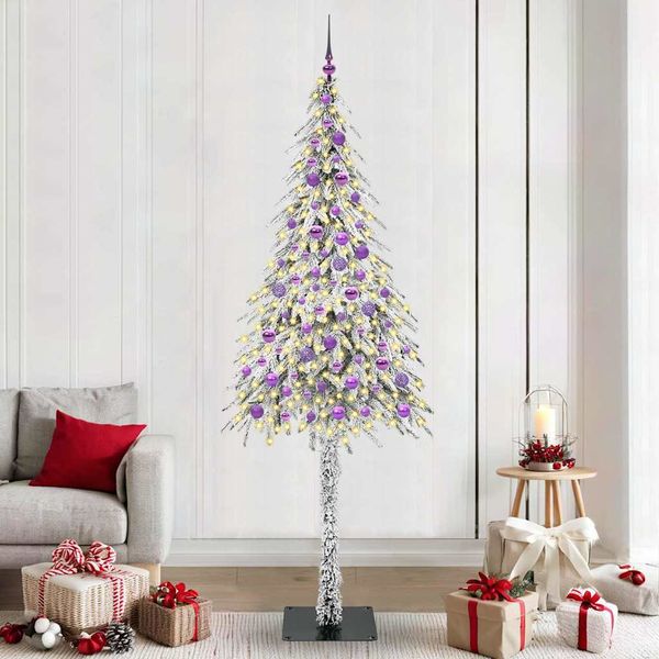 vidaXL Vianočný stromček s 300 LED-i Biela 210 cm PE a oceľ