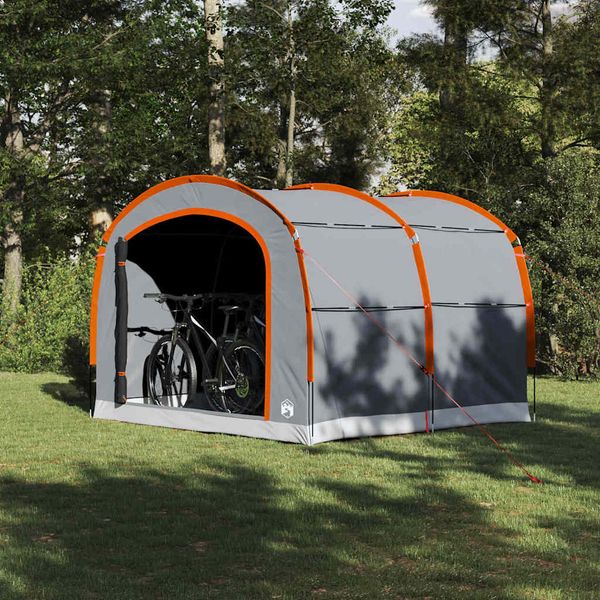 vidaXL Stan so strechou Sivá a oranžová 268 x 240 x 191 cm Polyester