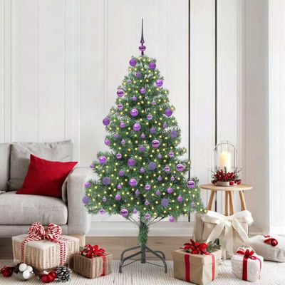 vidaXL Vianočný stromček s 300 LED-i so stojanom Zelená 180 cm PVC