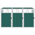 vidaXL Prístrešok na tri odpadkové koše, zelený 213x81x121 cm, oceľ