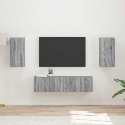vidaXL Zostava TV skriniek 4 pcs Sivý Sonoma Kompozitné drevo
