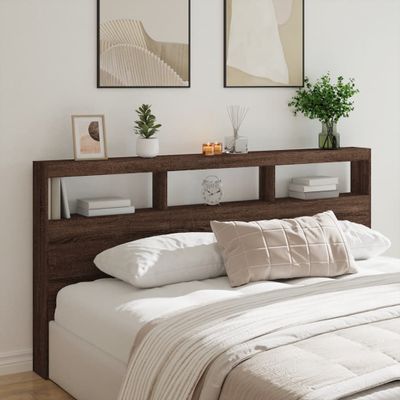 vidaXL Skrinka na čelo postele s LED hnedý dub 200x17x102 cm