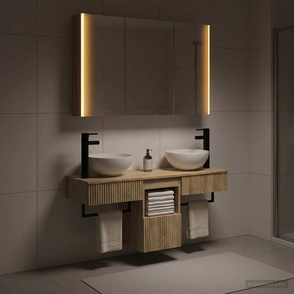 vidaXL Set kabinetov do kúpeľne 4 pcs Dub sonoma 103,5 x 15,5 x 70 cm