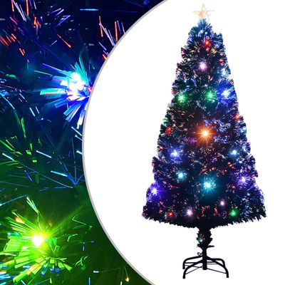 vidaXL Osvetlený vianočný stromček so stojanom a LED 120 cm, optické vlákno