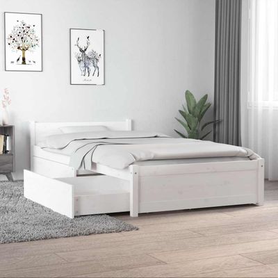 vidaXL Posteľný rám so zásuvkami biely 90x190 cm jednolôžko
