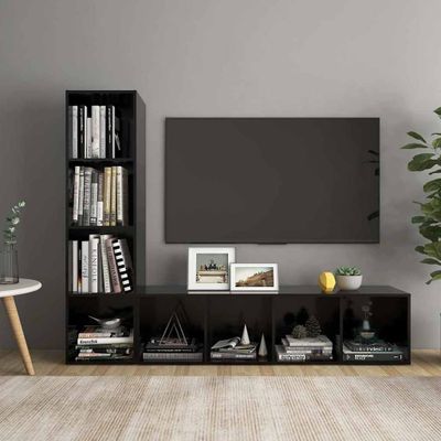 vidaXL TV skrinky 2 ks čierne 142,5x35x36,5 cm drevotrieska