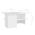 vidaXL Konferenčný stolík biely 90x60x46,5 cm drevotrieska