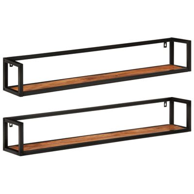 vidaXL Nástenné skrinky 2 ks 110x17x17 cm masívna akácia a železo