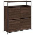 vidaXL Botník so 4 výklopnými zásuvkami hnedý dub 100x34x112 cm