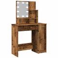 vidaXL toaletný stolík s LED Old Wood 86,5x35x136 cm