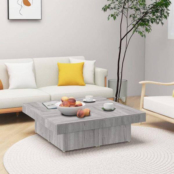 vidaXL Konferenčný stolík sivý sonoma 90x90x28 cm spracované drevo