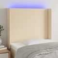 vidaXL Čelo postele s LED krémové 103x16x118/128 cm látka