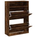vidaXL Botník s 2 výklopnými zásuvkami dymový dub 80x34x116 cm