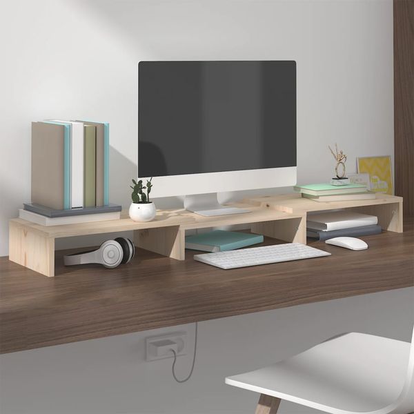 vidaXL Stojan na monitor 80x24x10,5 cm masívna borovica