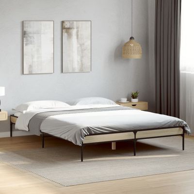 vidaXL Posteľný rám dub sonoma 140x190 cm kompozitné drevo a kov