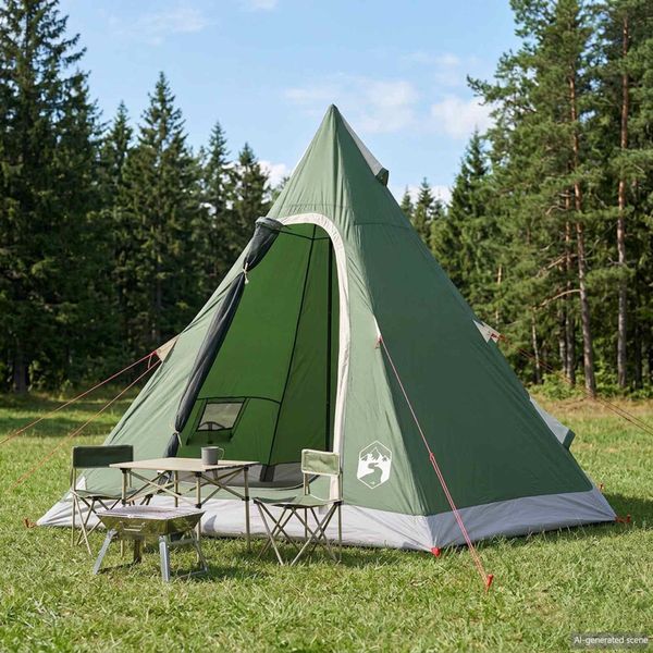vidaXL 3 osoba Zelená 185T Polyester s PU náterom