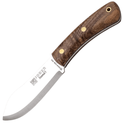 JOKER CN132-P Nessmuk Scandi outdoorový nôž 11 cm, orechové drevo, kožené puzdro, kresadlo