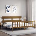 vidaXL Posteľný rám s čelom medovo-hnedý 200x200 cm masívne drevo
