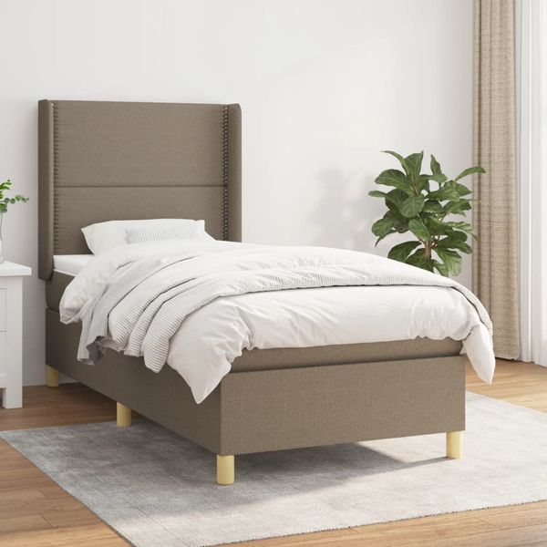 vidaXL Posteľný rám boxspring s matracom sivohnedý 90x190 cm látka