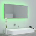 vidaXL Kúpeľňové zrkadlo s LED, betónovo sivé 90x8,5x37 cm, akryl