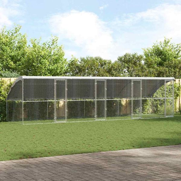 vidaXL Psí kennel 4 pcs Strieborná 8 x 2 x 2 m Pozinkovaná oceľ