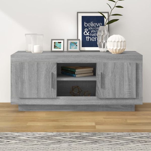 vidaXL TV skrinka sivý dub sonoma 102x35x45 cm kompozitné drevo