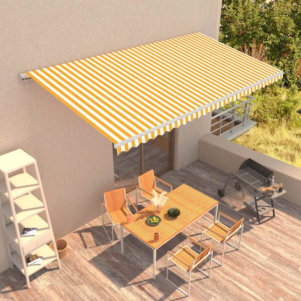 vidaXL Automaticky zaťahovacia markíza 600x300 cm žltá a biela