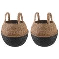 vidaXL Kvetináč s uchami 2 ks Čierna Ø 22 x 20 cm 100% Morská tráva