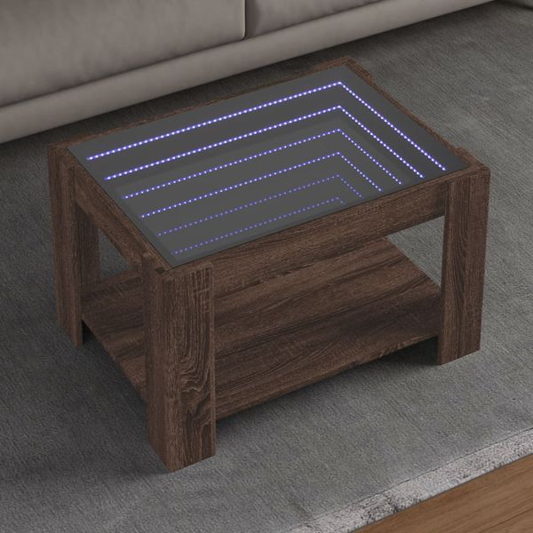 vidaXL Konferenčný stolík s LED hnedý dub 73x53x45 cm kompozitné drevo