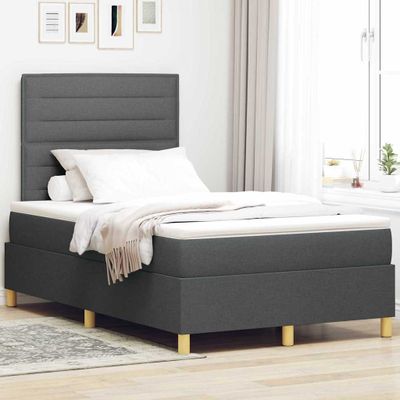 vidaXL LED box s pružinami s matracmi Tmavo šedá 120 x 200 cm látka