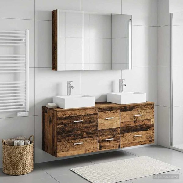 vidaXL Sada kúpeľňového nábytku 4 pcs Staré drevo