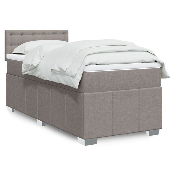 vidaXL Posteľný rám boxspring s matracom sivohnedý 90x190 cm látka