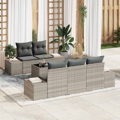 vidaXL Súprava záhradných pohoviek 6 pcs Svetlosivá polyratan