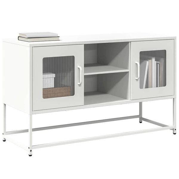 vidaXL TV skrinka biela 100,5x39x60,5 cm oceľ