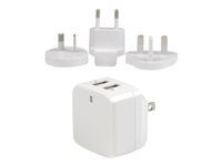Cestovná nabíjačka 110V/220V - Sieťový adaptér - 17 Watt - 3,4 A - 2 výstupné konektory (USB) - biela - pre P/N: USBLT1MWS, USBLT2MBR, USBLT2MW, USBLT30CMW, USBLTM1MBK, USBLTM1MWH, VID2VGATV3