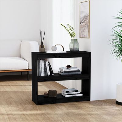 vidaXL Knižnica/deliaca stena čierna 80x30x71,5 cm masívna borovica