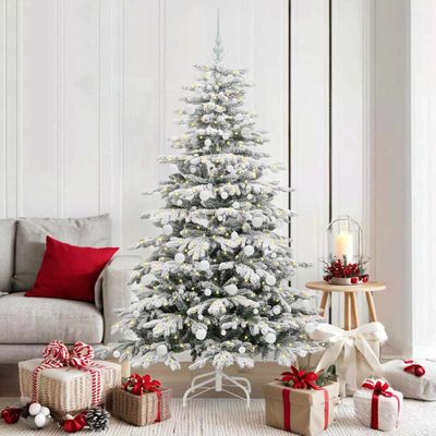 vidaXL Umelý Sklápací Vianočný Stromček Biela 180 cm PE a PVC