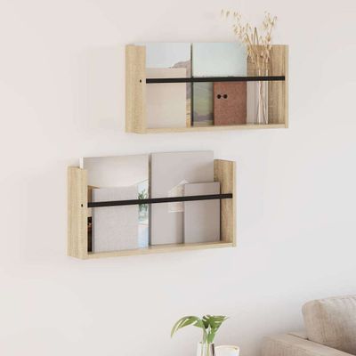 vidaXL Regál na časopisy s poličkou 2 pcs Sonoma dub 60 x 12 x 30 cm