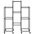 vidaXL Stojan na kvety s kolieskami 83x25x103,5 cm čierny železný