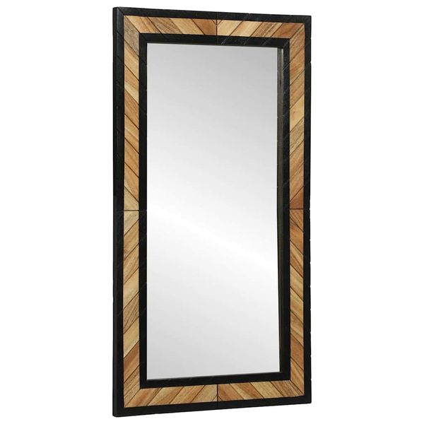 vidaXL Nástenné zrkadlo Obdĺžnikový Čierna a Hnedá 50 x 2 x 90 cm