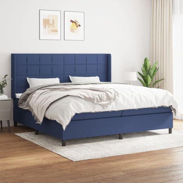 vidaXL Boxspring posteľ s matracom modrá 200x200 cm látka