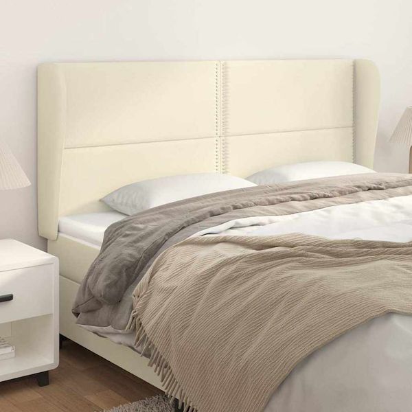 vidaXL Čelo postele so záhybmi krémové 163x23x118/128 cm umelá koža