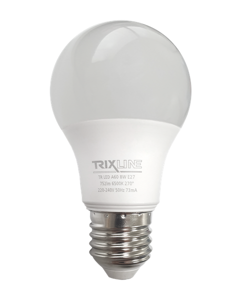 LED žiarovka 8W 752lm E27 A60 studená biela Trixline