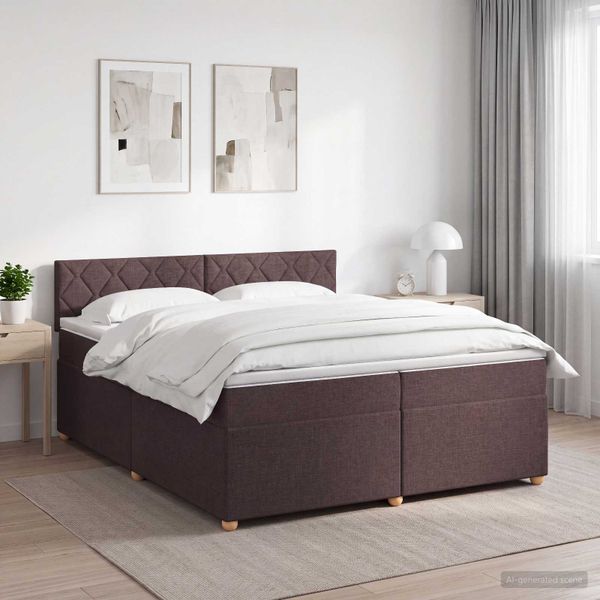 vidaXL Posteľ boxspring s matracom Tmavohnedá 200 x 200 cm Látka