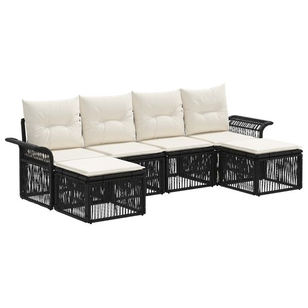 vidaXL Súprava záhradných pohoviek 6 pcs Čierna polyratan