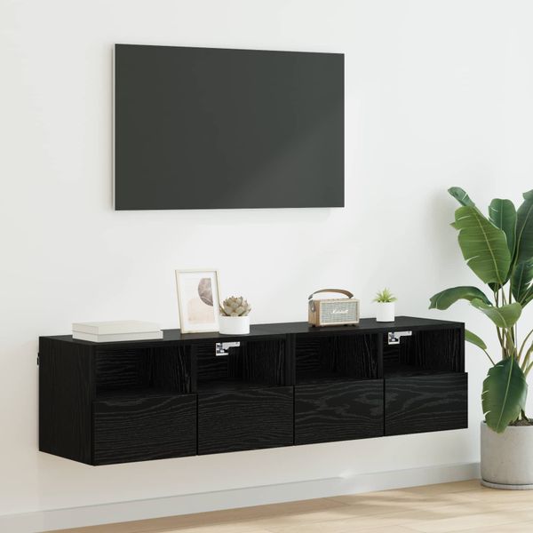 vidaXL TV Steny Skine Nástenný 2 pcs Čierny dub 60 x 30 x 30 cm
