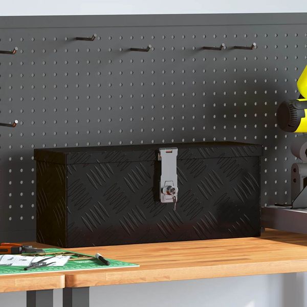 vidaXL Úložný box čierny 50x15x20,5 cm hliníkový