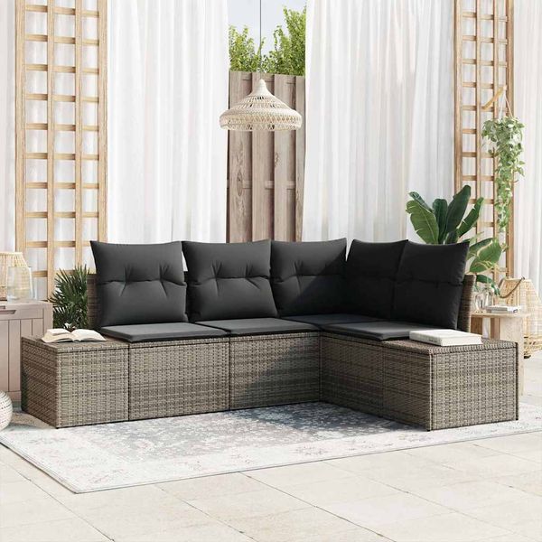vidaXL Súprava záhradných pohoviek 4 pcs Sivá polyratan