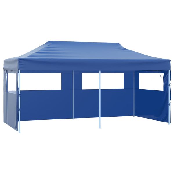 vidaXL Profesionálny skladací párty stan+4 steny 3x6 m, oceľ, modrý